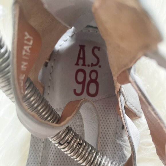 NEW $270 A.S. 98 Light Blue Gray Leather Metal Ankle Strap Strappy Sandals - Picture 5 of 8